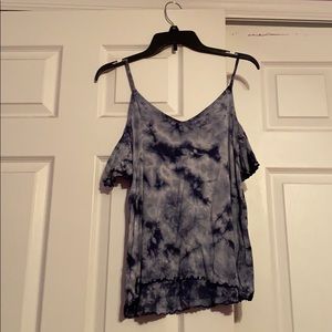 Open shoulder tie dye tank top